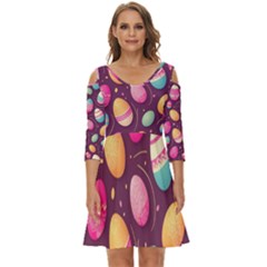 Easter Eggs Egg Shoulder Cut Out Zip Up Dress by Ravend