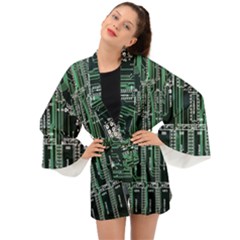 Printed Circuit Board Circuits Long Sleeve Kimono by Celenk