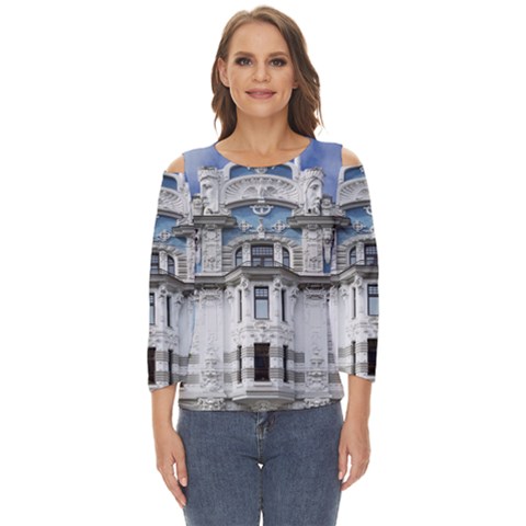 Squad Latvia Architecture Cut Out Wide Sleeve Top by Celenk