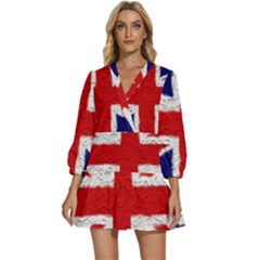 Union Jack Flag National Country V-neck Placket Mini Dress by Celenk