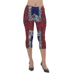 Union Jack Flag Uk Patriotic Lightweight Velour Capri Leggings  by Celenk