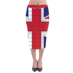 Union Jack Flag Uk Patriotic Velvet Midi Pencil Skirt by Celenk