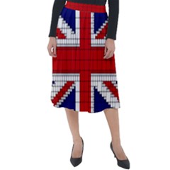 Union Jack Flag Uk Patriotic Classic Velour Midi Skirt  by Celenk