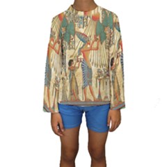 Egyptian Man Sun God Ra Amun Kids  Long Sleeve Swimwear by Celenk