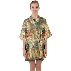 Egyptian Man Sun God Ra Amun Half Sleeve Satin Kimono  by Celenk