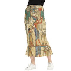 Egyptian Man Sun God Ra Amun Maxi Fishtail Chiffon Skirt by Celenk