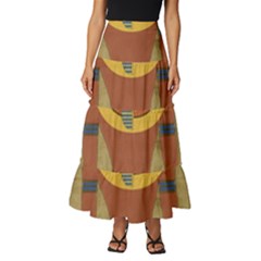 Egyptian Tutunkhamun Pharaoh Design Tiered Ruffle Maxi Skirt by Celenk