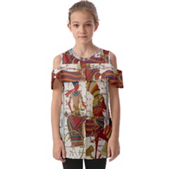 Egyptian Tutunkhamun Pharaoh Design Fold Over Open Sleeve Top by Celenk