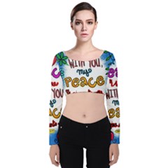 Christian Christianity Religion Velvet Long Sleeve Crop Top by Celenk