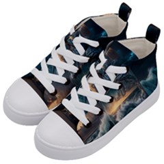 Fantasy People Mysticism Composing Fairytale Art 2 Kids  Mid-top Canvas Sneakers by Uceng