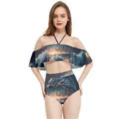 Fantasy People Mysticism Composing Fairytale Art 2 Halter Flowy Bikini Set  by Uceng