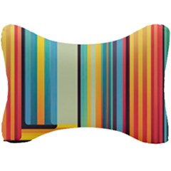 Colorful Rainbow Striped Pattern Stripes Background Seat Head Rest Cushion by Uceng