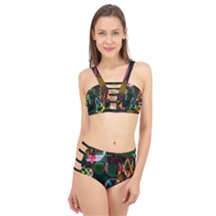 Abstract Color Texture Creative Cage Up Bikini Set by Uceng