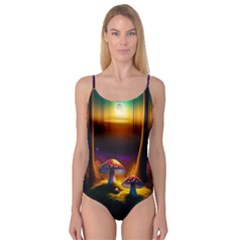 Ai Generated Mushrooms Wallpaper Camisole Leotard  by Uceng