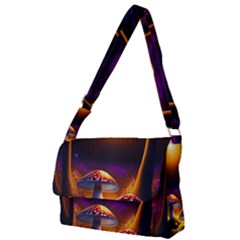Ai Generated Mushrooms Wallpaper Full Print Messenger Bag (l) by Uceng