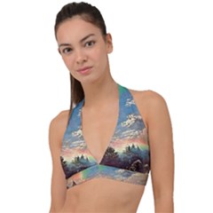 Abstract Art Psychedelic Arts Experimental Halter Plunge Bikini Top by Uceng