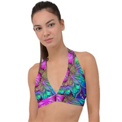 Abstract Art Psychedelic Experimental Halter Plunge Bikini Top by Uceng