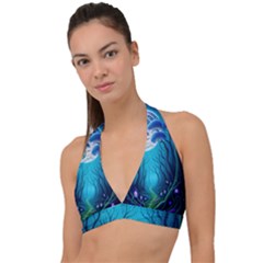 Blue Forrest Jungle,tree Trees Nature Landscape Halter Plunge Bikini Top by Uceng