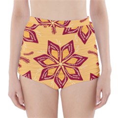 Flower Mandala Template Sketch Drawing Art High-waisted Bikini Bottoms by Uceng