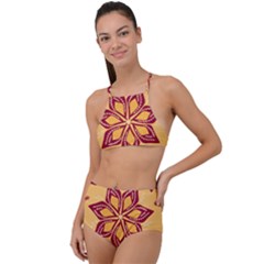 Flower Mandala Template Sketch Drawing Art High Waist Tankini Set by Uceng