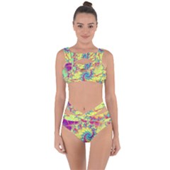 Fractal Spiral Abstract Background Vortex Yellow Bandaged Up Bikini Set  by Uceng