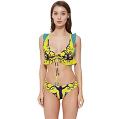 Owl Animal Cartoon Drawing Tree Nature Landscape Low Cut Ruffle Edge Bikini Set by Uceng