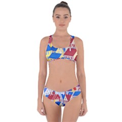 City Houses Cute Drawing Landscape Village Criss Cross Bikini Set by Uceng