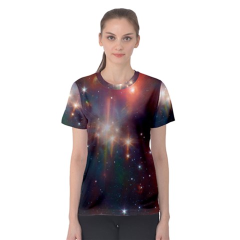 Astrology Astronomical Cluster Galaxy Nebula Women s Sport Mesh Tee by danenraven