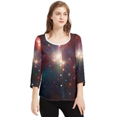 Astrology Astronomical Cluster Galaxy Nebula Chiffon Quarter Sleeve Blouse by danenraven