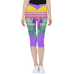 Frog Animal Sun Amphibian Figure Digital Art Inside Out Lightweight Velour Capri Leggings  by Wegoenart