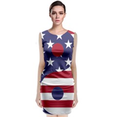 Yang Yin America Flag Abstract Art Asian Balance Classic Sleeveless Midi Dress by Wegoenart