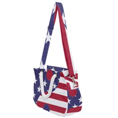 Yang Yin America Flag Abstract Art Asian Balance Rope Handles Shoulder Strap Bag by Wegoenart