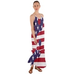 Yang Yin America Flag Abstract Art Asian Balance Cami Maxi Ruffle Chiffon Dress by Wegoenart