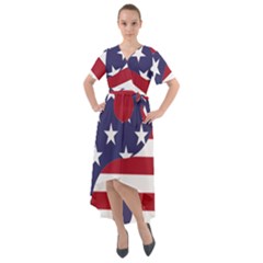 Yang Yin America Flag Abstract Art Asian Balance Front Wrap High Low Dress by Wegoenart