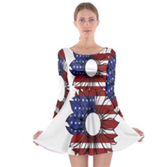 Us Flag Flower Sunshine Flag America Usa Long Sleeve Skater Dress by Wegoenart