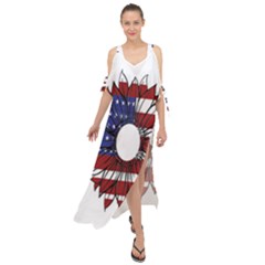 Us Flag Flower Sunshine Flag America Usa Maxi Chiffon Cover Up Dress by Wegoenart