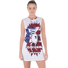 Us Flag Flower Sunshine Flag America Usa Lace Up Front Bodycon Dress by Wegoenart