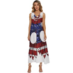 Us Flag Flower Sunshine Flag America Usa V-neck Sleeveless Loose Fit Overalls by Wegoenart