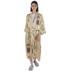 Coffee-56 Maxi Satin Kimono by nateshop