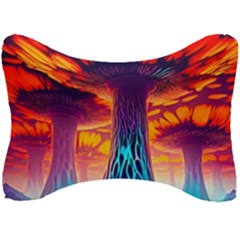 Sci-fi Fantasy Art Painting Colorful Pattern Seat Head Rest Cushion by Ravend