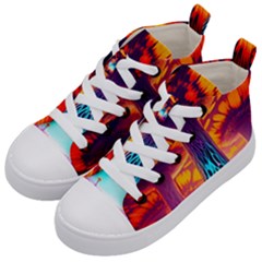 Sci-fi Fantasy Art Painting Colorful Pattern Kids  Mid-top Canvas Sneakers by Ravend