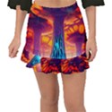 Sci-fi Fantasy Art Painting Colorful Pattern Fishtail Mini Chiffon Skirt View1