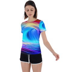 Art Fantasy Painting Colorful Pattern Design Back Circle Cutout Sports Tee by Ravend