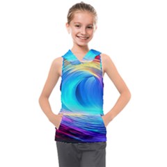 Art Fantasy Painting Colorful Pattern Design Kids  Sleeveless Hoodie by Ravend