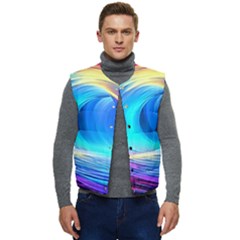 Art Fantasy Painting Colorful Pattern Design Men s Short Button Up Puffer Vest	 by Ravend