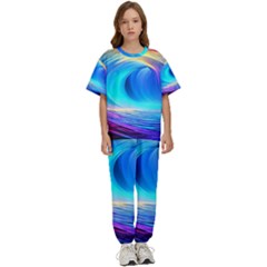 Art Fantasy Painting Colorful Pattern Design Kids  Tee And Pants Sports Set by Ravend