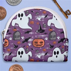 Pumpkin Ghost Witch Hat Halloween Sketch Holiday Horseshoe Style Canvas Pouch by Ravend