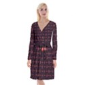 Hot Peppers Long Sleeve Velvet Front Wrap Dress View1