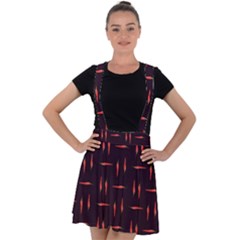 Hot Peppers Velvet Suspender Skater Skirt by SychEva