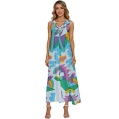 Pattern Hotdogtrap V-neck Sleeveless Loose Fit Overalls by Salman4z